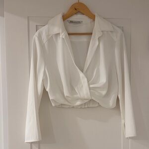 Zara Cropped White Blouse